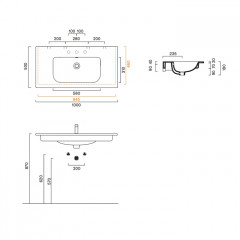 Catalano ITALY Раковина 100x50, без отв. под смеситель, покрытие Cataglaze+, цвет белый глянцевый