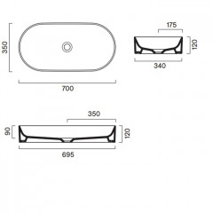 Catalano Zero Раковина настольная. Без перелива. 70x35 h12см, без отв. под смеситель, покрытие Cataglaze+, цвет Tortora Satinato