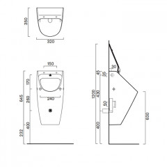 Catalano Писсуар c отв. под крышку Rimless 64x32 , покрытие Cataglaze+, цвет белый матовый
