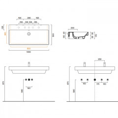 Catalano ZERO Раковина 100x50, с 2 отв. под смеситель, покрытие Cataglaze+, цвет белый глянцевый