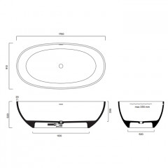 Catalano SOLID Ванна 176X91h52 с переливом, сифон в комплекте, цвет Aqua Satinato