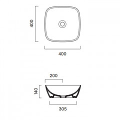 Catalano ALVEA Раковина 40x40 накладная, без отв. под смеситель, покрытие Cataglaze+, цвет белый глянцевый