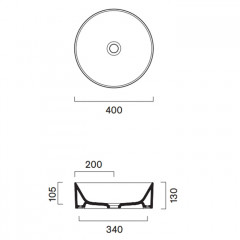 Catalano Zero Раковина 40 см диаметр, на столешницу, без отв. под смеситель, покрытие Cataglaze+, цвет белый глянцевый
