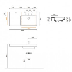 Catalano ZERO Раковина 100x50 чаша справа, с 1 отв. под смеситель, покрытие Cataglaze+, цвет белый глянцевый