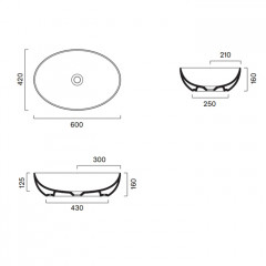 Catalano SFERA Раковина 60x42 h16 накладная, без перелива, без отв. под смеситель, покрытие Cataglaze+, цвет Sabbia Satinato