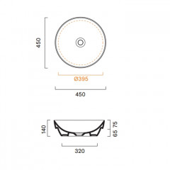 Catalano SFERA Раковина 45 h14 встраиваемая, без отв. под смеситель, покрытие Cataglaze+, цвет Cemento Satinato
