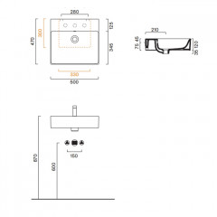 Catalano PREMIUM Раковина 50x47, с 1 отв. под смеситель, покрытие Cataglaze+, цвет белый глянцевый