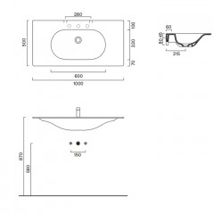 Catalano SFERA Раковина консоль 100x50, без отв. под смеситель, покрытие Cataglaze+, цвет белый глянцевый