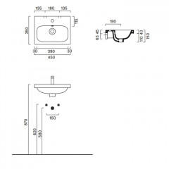 Catalano ALVEA Раковина 45x35, без отв. под смеситель, покрытие Cataglaze+, цвет белый глянцевый