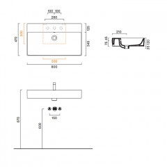 Catalano PREMIUM Раковина 80x47, без отв. под смеситель, покрытие Cataglaze+, цвет белый матовый
