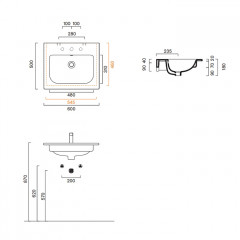 Catalano ITALY Раковина 60x50, без отв. под смеситель, покрытие Cataglaze+, цвет белый глянцевый
