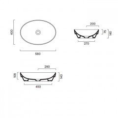 Catalano SFERA Раковина 58x40 h14 встраиваемая, без отв. под смеситель, покрытие Cataglaze+, цвет белый глянцевый