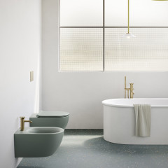 Catalano SFERA Унитаз подвесной 55x35, безободковый, смыв Tornado, покрытие Twinglaze+, без крепежа, цвет Aqua Satinato