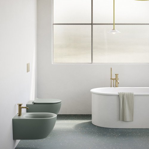Catalano SFERA Унитаз подвесной 55x35, безободковый, смыв Tornado, покрытие Twinglaze+, без крепежа, цвет Aqua Satinato