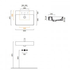 Catalano PREMIUM Раковина 60x47, без отв. под смеситель, покрытие Cataglaze+, цвет белый матовый