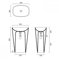 Catalano GREEN Раковина 55x38 h85 свободностоящая, с 1 отв. под смеситель, покрытие Cataglaze+, слив в стену , цвет белый глянцевый