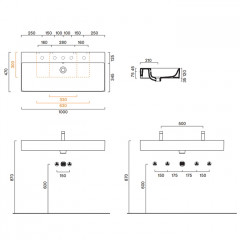 Catalano PREMIUM Раковина 100x47, с 1 отв. под смеситель, покрытие Cataglaze+, цвет белый глянцевый