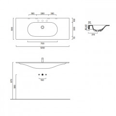 Catalano SFERA Раковина консоль 125x50, без отв. под смеситель, покрытие Cataglaze+, цвет белый глянцевый
