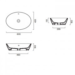 Catalano ITALY Раковина 60x42 накладная, без отв. под смеситель, покрытие Cataglaze+, цвет белый глянцевый