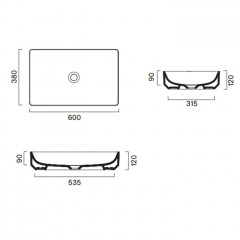 Catalano GREEN Раковина 60x38 накладная, без отв. под смеситель, покрытие Cataglaze+, цвет белый глянцевый