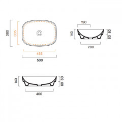 Catalano ALVEA Раковина 50x38 встраиваемая, без отв. под смеситель, покрытие Cataglaze+, цвет белый глянцевый