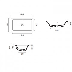 Catalano ZERO Раковина 60x37 встраиваемая или под столешницу, без отв. под смеситель, покрытие Cataglaze+, цвет белый глянцевый