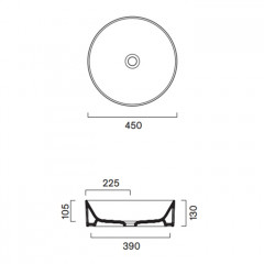 Catalano Zero Раковина 45 см диаметр, на столешницу, без отв. под смеситель, покрытие Cataglaze+, цвет белый глянцевый