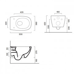 Catalano Alvea Унитаз подвесной 53x36, безободковый, смыв Tornado, покрытие Cataglaze+, без крепежа, цвет белый глянцевый