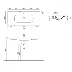 Catalano ALVEA Раковина 120x46, с 1 отв. под смеситель, покрытие Cataglaze+, цвет белый глянцевый