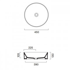 Catalano Zero Раковина 45 см диаметр, на столешницу, без отв. под смеситель, покрытие Cataglaze+, цвет черный матовый