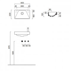 Catalano COMFORT Раковина 40x23, без отв. под смеситель, покрытие Cataglaze+, цвет белый глянцевый