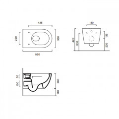 Catalano SFERA Унитаз подвесной 55x35, безободковый, смыв Tornado, покрытие Twinglaze+, без крепежа, цвет белый матовый