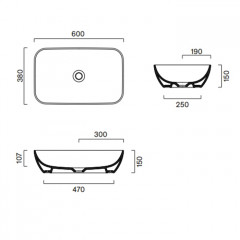 Catalano GREEN Раковина 60x38 h15 накладная, без отв. под смеситель, покрытие Cataglaze+, цвет белый глянцевый