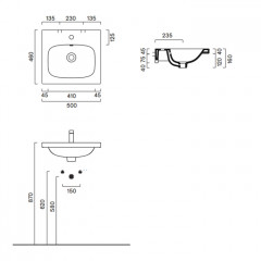 Catalano ALVEA Раковина 50x46, без отв. под смеситель, покрытие Cataglaze+, цвет белый глянцевый