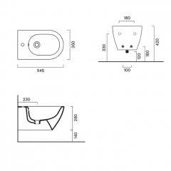 Catalano SFERA Биде подвесное 54х35, с 1 отв. под смеситель, покрытие Cataglaze+, открытый креп., цвет белый глянцевый