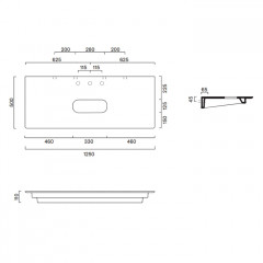 Catalano Столешница керамическая 125x50, с отверстием , цвет Tortora Satinato