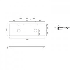 Catalano Столешница керамическая 150x50 , под две раковины, цвет белый глянцевый
