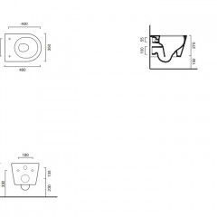 Catalano ZERO Унитаз подвесной 46x35, безободковый, смыв Tornado, покрытие Cataglaze+, без крепежа, цвет белый глянцевый