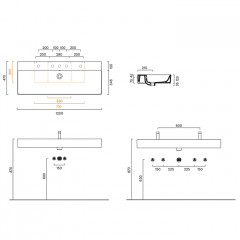 Catalano PREMIUM Раковина 120x47, с 2 отв. под смеситель, покрытие Cataglaze+, цвет черный матовый