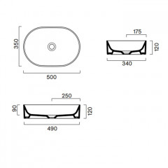 Catalano Zero Раковина настольная без перелива 50x35 h12, без отв. под смеситель, покрытие Cataglaze+, цвет Tortora Satinato