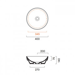 Catalano SFERA Раковина 40 h14 встраиваемая, без отв. под смеситель, покрытие Cataglaze+, цвет Tortora Satinato