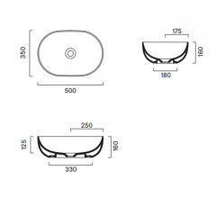 Catalano SFERA Раковина 50x35 h16 накладная, без отв. под смеситель, покрытие Cataglaze+, цвет белый глянцевый