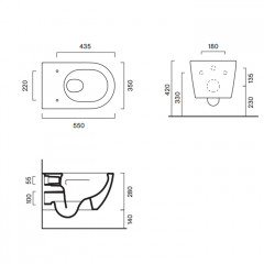 Catalano SFERA Унитаз подвесной 55x35, безободковый, смыв Tornado, покрытие Cataglaze+, без крепежа, цвет белый глянцевый
