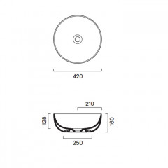 Catalano SFERA Раковина 42 h16 накладная, без отв. под смеситель, покрытие Cataglaze+, цвет Tortora Satinato