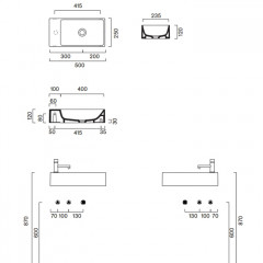 Catalano PREMIUM Раковина 50x25, с 1 отв. под смеситель, покрытие Cataglaze+, цвет белый глянцевый