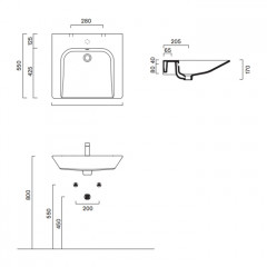 Catalano COMFORT Раковина 60x55, с 1 отв. под смеситель, покрытие Cataglaze+, цвет белый глянцевый