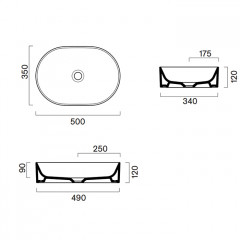 Catalano Zero Раковина настольная без перелива 50x35 h12, без отв. под смеситель, покрытие Cataglaze+, цвет белый глянцевый