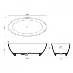 Catalano SOLID Ванна 165x80h52 с переливом, сифон в комплекте, цвет Cemento Satinato