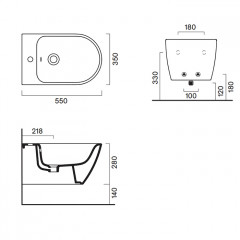 Catalano SFERA Биде подвесное 55x35, с 1 отв. под смеситель, покрытие Cataglaze+, открытый креп., цвет белый глянцевый