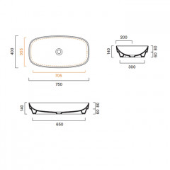 Catalano ALVEA Раковина 75x40 встраиваемая, без отв. под смеситель, покрытие Cataglaze+, цвет Lino Satinato